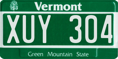 VT license plate XUY304