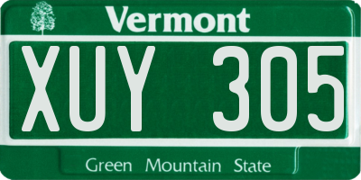 VT license plate XUY305