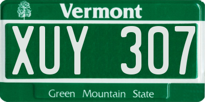 VT license plate XUY307