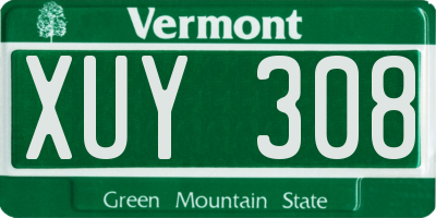 VT license plate XUY308