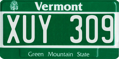VT license plate XUY309