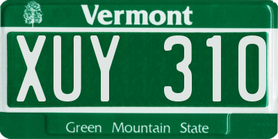 VT license plate XUY310