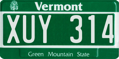 VT license plate XUY314
