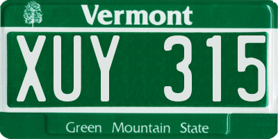 VT license plate XUY315