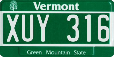 VT license plate XUY316