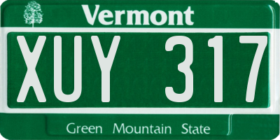 VT license plate XUY317