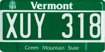 VT license plate XUY318
