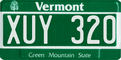 VT license plate XUY320