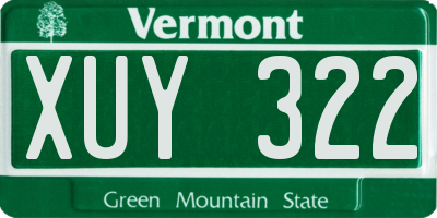 VT license plate XUY322