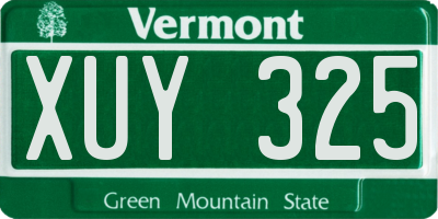 VT license plate XUY325