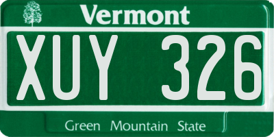 VT license plate XUY326