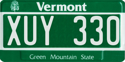 VT license plate XUY330