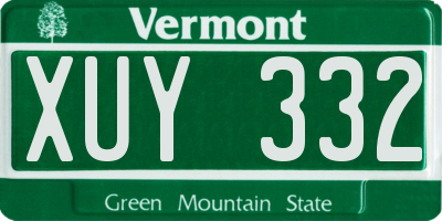 VT license plate XUY332
