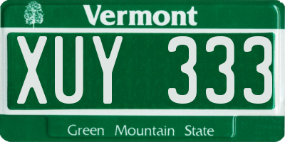 VT license plate XUY333