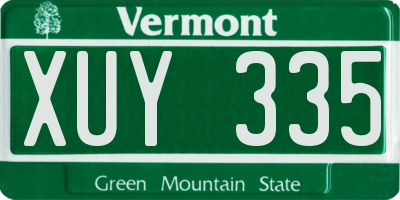 VT license plate XUY335
