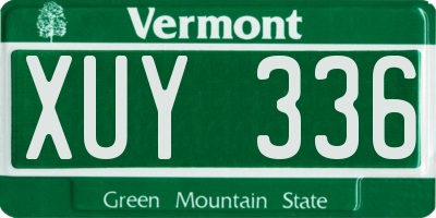 VT license plate XUY336