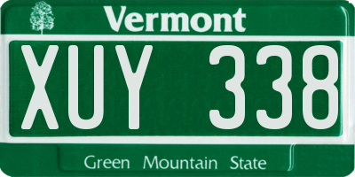 VT license plate XUY338