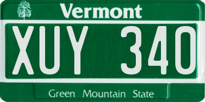 VT license plate XUY340