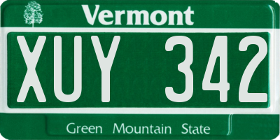 VT license plate XUY342