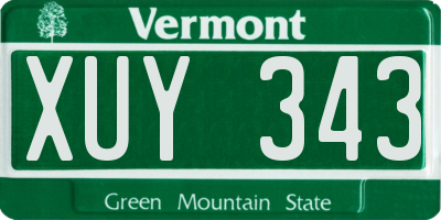 VT license plate XUY343