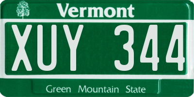 VT license plate XUY344