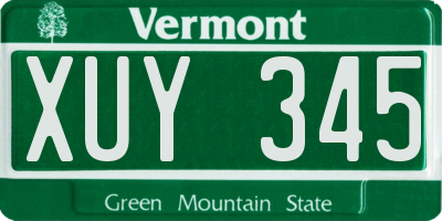 VT license plate XUY345