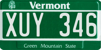 VT license plate XUY346