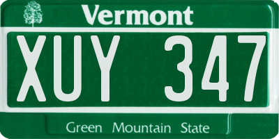 VT license plate XUY347