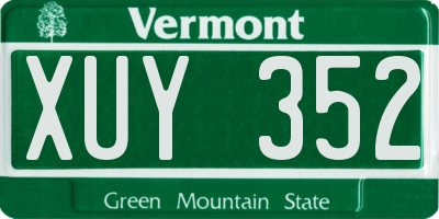 VT license plate XUY352