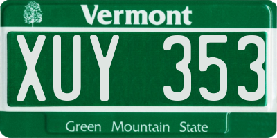 VT license plate XUY353