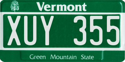 VT license plate XUY355