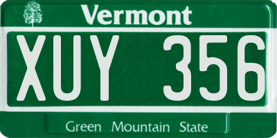 VT license plate XUY356