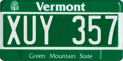 VT license plate XUY357