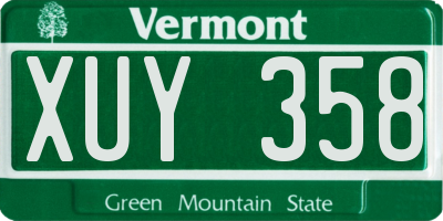 VT license plate XUY358
