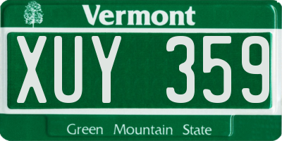 VT license plate XUY359