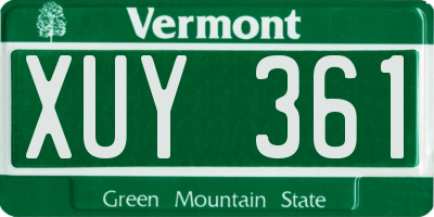 VT license plate XUY361