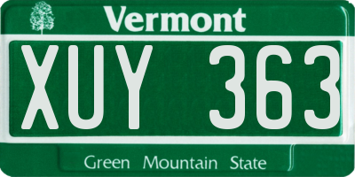 VT license plate XUY363