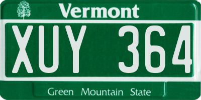 VT license plate XUY364