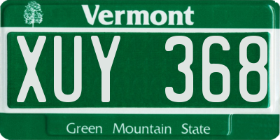 VT license plate XUY368