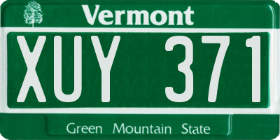VT license plate XUY371