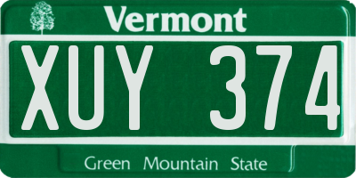 VT license plate XUY374