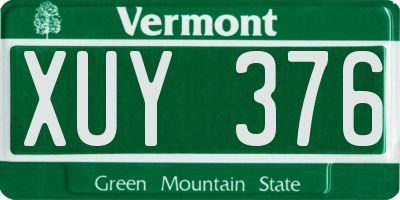 VT license plate XUY376