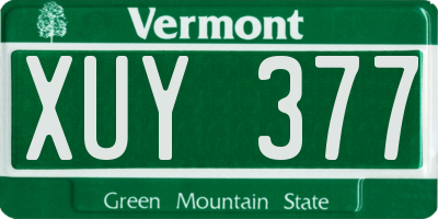 VT license plate XUY377