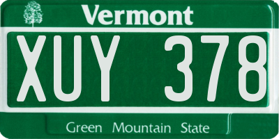 VT license plate XUY378