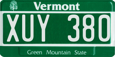 VT license plate XUY380