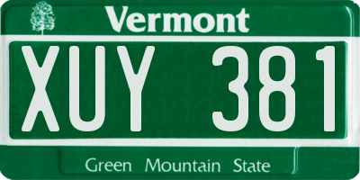 VT license plate XUY381