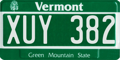 VT license plate XUY382