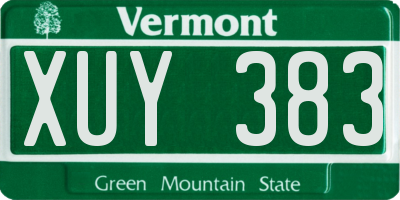 VT license plate XUY383