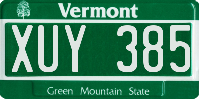 VT license plate XUY385