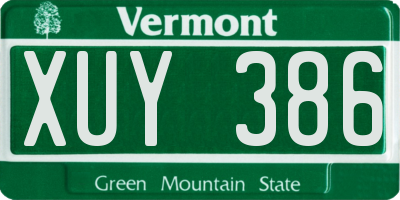 VT license plate XUY386